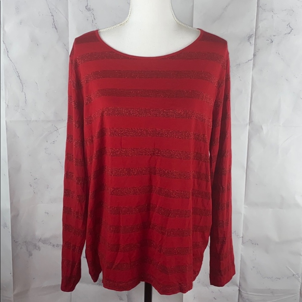 Talbots Sparkly Long Sleeve Metallic Shirt 1X